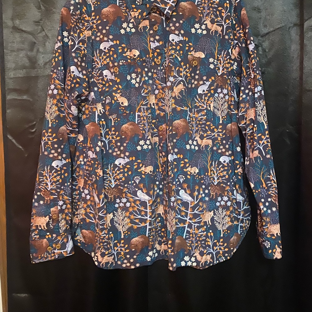 Duluth Trading Co Women's Button Down Shirt - Blue and Brown - Picture 10 of 10